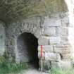 Historic building survey, Detail of arch to the E side of the S side of the kiln, Limekilns, Harbour Road, Charlestown