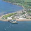 Oblique closer aerial view of Cromarty, the former hemp works and its harbour, looking NE.