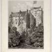 Engraved view of Kilravock Castle, Nairn
Insc: 'Drawn by R.W. Billings. Engraved by J.Godfrey. Kilravock Castle, Nairn.'

