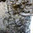 Historic Building Survey photograph, From SE, W side of door opening F04 with slot for horizontal bar, Coroghon Castle, Canna