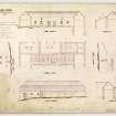 Elevation, sections and plans of alterations to stables at Home Farm.