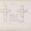 Annotated drawing of both faces of Camus's Cross.