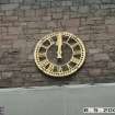 Historic building survey, Clock face, facade, 111 Holyrood Road, Holyrood Brewery Clocktower, Edinburgh