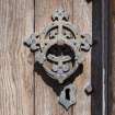 Detail of chancel doorway cast iron handle and keyhole