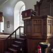 Detail of pulpit, stairs and font