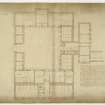 Drawing of Tynninghame House stable offices showing ground plan. 