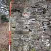 Standing Building Survey photograph, ENE wall SSE end quoins on first floor level, Land at Balmuirfield, Balmuir, Strathmartine, Angus