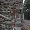 Standing Building Survey photograph, NE corner Room 2 quoins, Land at Balmuirfield, Balmuir, Strathmartine, Angus