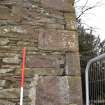 Standing Building Survey photograph, NE corner Room 2 quoins, Land at Balmuirfield, Balmuir, Strathmartine, Angus