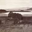 Dunstaffnage Castle.
Page 31/4. Distant view.
Titled: 'Dunstaffnage and Loch Etive looking West. Hills of Morven in background.'
PHOTOGRAPH ALBUM No. 109 : G.M. SIMPSON OF AUSTRALIA'S ALBUM, 1880.