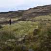 Walkover Survey photograph, Horseshoe-shaped bank (site 7i) with mound in the background, Totachocaire Farm Woodland Planting, Dunvegan, Highland