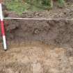 Evaluation photograph, West facing section taken from W (Trench 13), Knockroom Farm, Cumnock, East Ayrshire