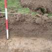 Evaluation photograph, West facing section taken from W (Trench 21), Knockroom Farm, Cumnock, East Ayrshire