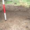 Evaluation photograph, North-west facing section taken from NW (Trench 27), Knockroom Farm, Cumnock, East Ayrshire