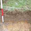Evaluation photograph, West facing section taken from W (Trench 32), Knockroom Farm, Cumnock, East Ayrshire