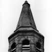 Detail of upper stage of tower and steeple from S.