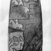Reverse of Woodwrae cross-slab.
From J Stuart, The Sculptured Stones of Scotland, i, pl. xcviii.
