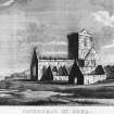 Iona, Iona Abbey.
Photographic copy of painting showing general view from North.