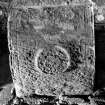 Iona, Iona Nunnery.
Detail of carved corbel on South wall of nave showing a rosette ornament.