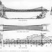 South Elevation, Plan above Deck level, Section at Centre-Span, Half Section and Half Elevation of Haughs of Drimmie Footbridge
Signed and Dated "GDH 8/9/76"