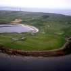 Aerial view of Sanday, Pool, site of Pictish symbol stone discovery.