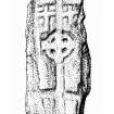 Carved stones, Chapel and Burial ground, Gleann na Gaoith, Islay.
Copy of survey drawing of carved stone.