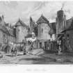 Engraving of White Horse Inn, Edinburgh, from South
Titled: 'Drawn by G Cattermole, from a sketch by J. Skene  Engraved by E. Findon  White Horse Inn  Waverley  London, Published June 1831 by Charles Tilt, 86 Fleet Street.'