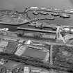 Greenock, James Watt Dock, oblique aerial view, taken from the SSW. Cappielow is visible in the foreground.