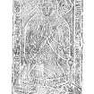 Kinkell Church, composite digital image of rubbing of grave-slab for Gilbert of Greenlaw (effigy).