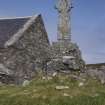 Copy of colour slide showing view of small cross at  Oronsay Priory (Colonsay)
NMRS Survey of Private Collection 
Digital Image Only