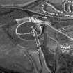 Oblique aerial view centred on the construction of the Falkirk Wheel, taken from the SSW.