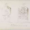Annotated drawing of both faces of cross slab from album, page 14.  Digital image of AND/812/1/P.