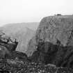 View of the Ben Nevis Observatory and precipice from a distance. Titled in Beveridge publication as 'Coire Leas and Summit of Ben Nevis'.
