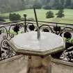 Detail of sundial at south facade staircase, Drumlanrig Castle

