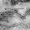 Digital copy of image of skeleton found under barrow, excavations by Brian Hope-Taylor 1948-49.
Digital image only