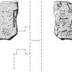 Face and reverse of cross-slab fragments with symbols (no 3).
Stone held at Pictavia, Brechin.
Signed: 'JB'
