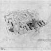 Aerial perspective from the South East.
Titled: 'University of Edinburgh   George Square Development. (1st Year Physics & Maths)'.    
Scanned image of D 15181 P.                                                
