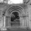 Dryburgh Abbey. View of door from nave to cloister. Digital image of BW/35.