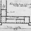 Page 57: Ink sketch plan of Culross Abbey House
Insc. "Culross Abbey House, built at three periods. J.S. May 1806"
'MEMORABILIA, JOn. SIME  EDINr.  1840'