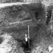 Photograph from 1905-9 excavation of Newstead Roman Fort, showing bottom of titulus, W gate.