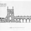 Drawing of Sweetheart Abbey, showing north elevation.