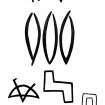 Digital image of Pictish symbol carvings at Covesea. From Allen and Anderson, 1903, pps 130-1, figs 135-135c.