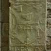 View of grave slab (1580) in North East corner of church.