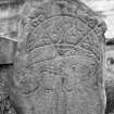 Detail of reverse of Kintore Pictish symbol stone no 1 showing crescent and V-rod and the elephant symbol.