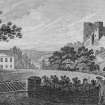Engraving.
General view of Cathcart Castle and Cathcart House.