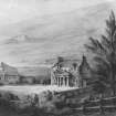 View of first Scott residence at Cartleyhole later renamed Abbotsford.
Copy of original painting held at Abbotsford House.