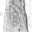 Digital copy of measured drawing showing detail of the symbols on the 'Clach Biorach' symbol stone, Edderton.