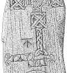 Scanned ink drawing of Monymusk Pictish cross-slab