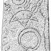 Scanned Ink drawing of Rhynie 6 Pictish symbol stone
