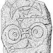 Scanned ink drawing of Tillytarmont 2 Pictish symbol stone.